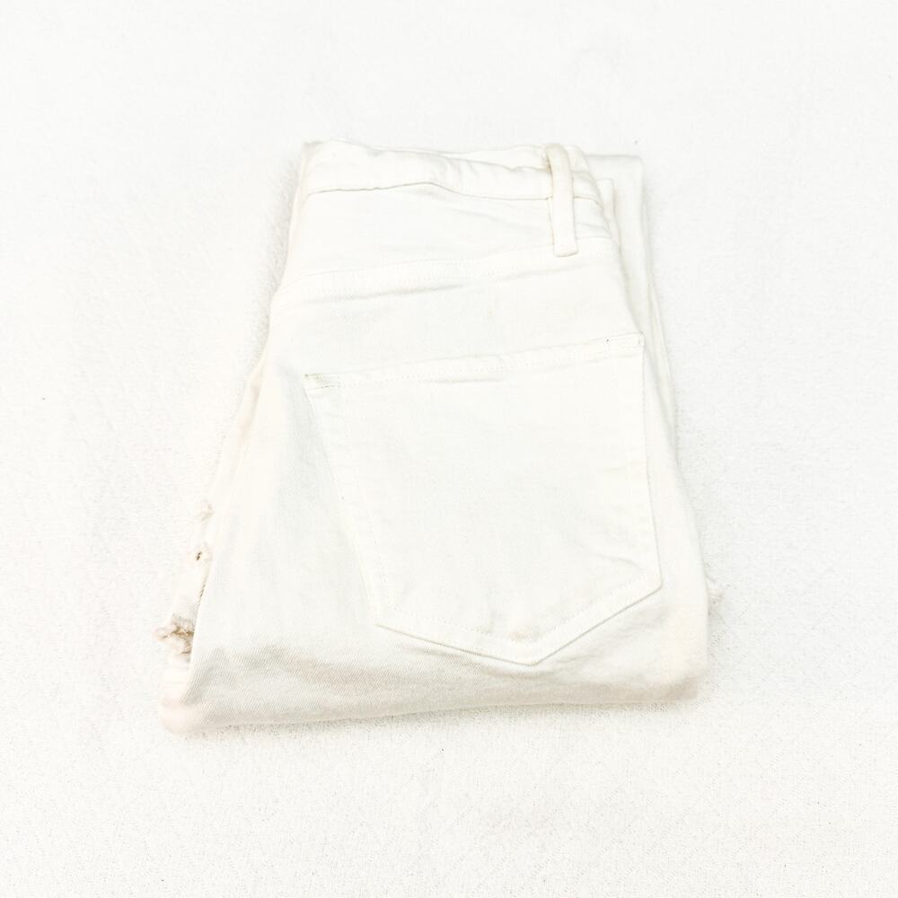 Frame Le High Flare Eyelet Hem Lace Trimmed White Jeans Denim 26 Waist*